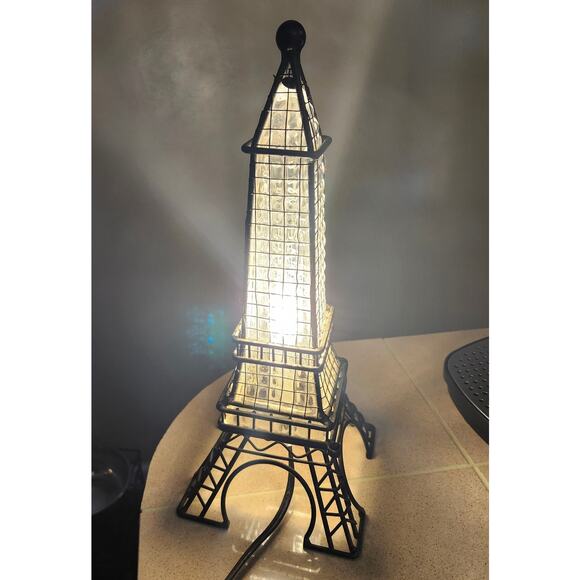 Eiffel Tower Blown Glass and Metal Table Lamp Paris French Travel - Picture 6 of 11
